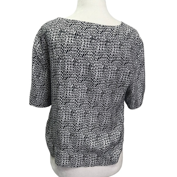 Kate Spade Saturday Zig Zag Black And White Silk Blouse Size S - Picture 5 of 9